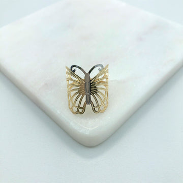 18K Gold Layered Oro Laminado Ring   Butterfly Form Style